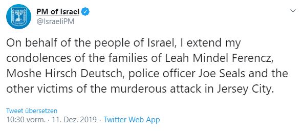 Tweet von Premierminister Benjamin Netanyahu